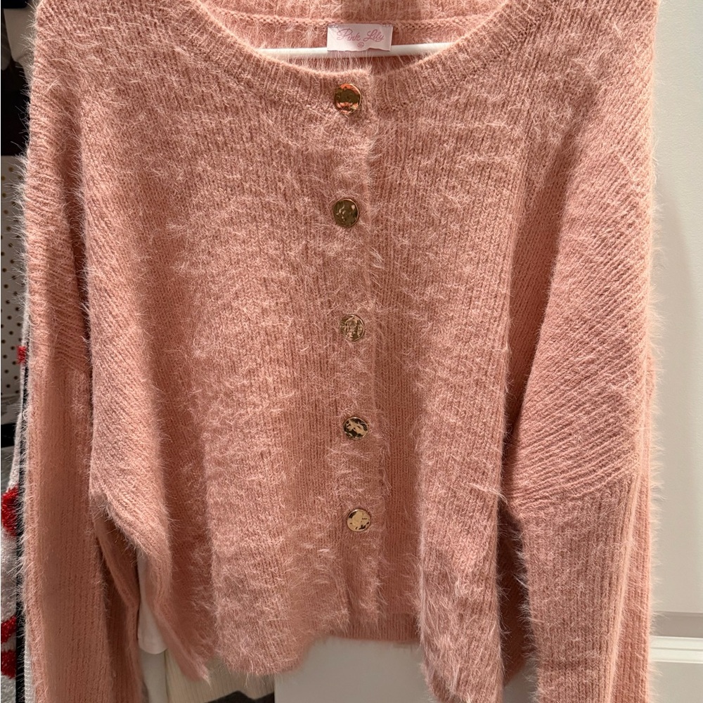 Pink Lily Soft, Fuzzy Pink Cardigan Sweater. 💖